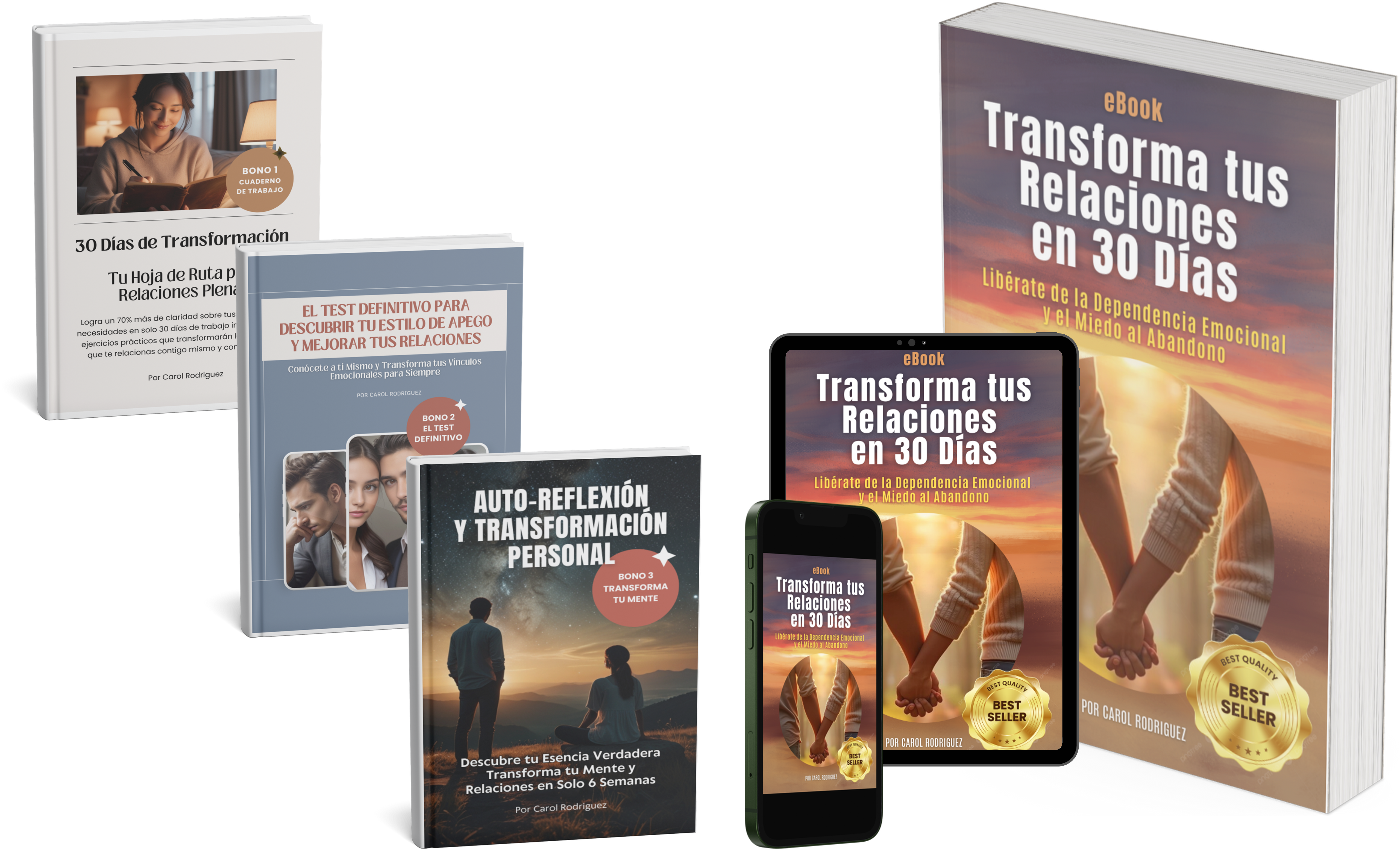 Representación visual del eBook Transforma tus Relaciones y sus bonos
